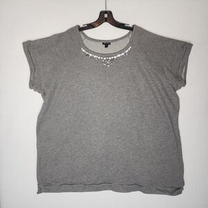 Torrid Gray Embellished Neckline Cap Sleeve T Shirt 148862 Womens Plus 4X